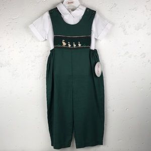 NWT ROSALINA COLLECTIONS Mummy Duck Green Smocked Kicker Set